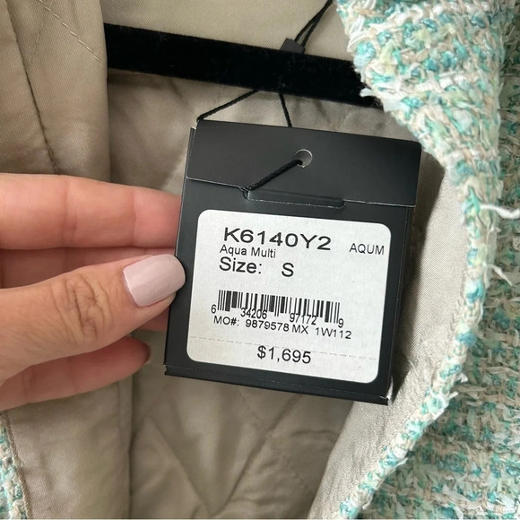 NWT $1695 St. John Eyelash Slub Tweed Knit Collar Quilted Jacket Shacket S - Picture 16 of 16